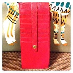 Lodis Red Pebbled Leather Credit Card Wallet